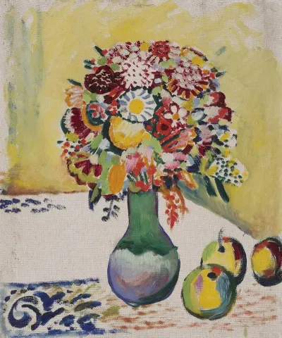 Still Life With Flowers And Three Apples
