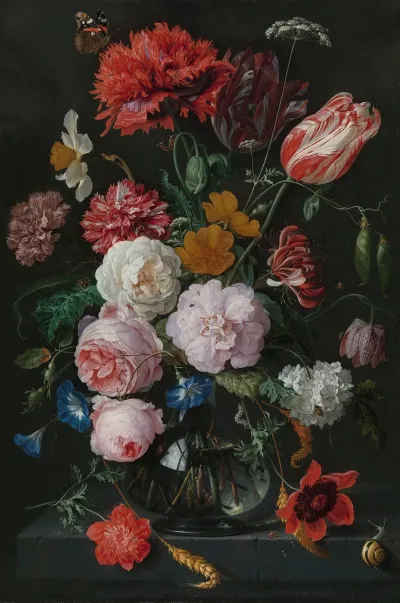 Still Life With Flowers In A Glass Vase 2