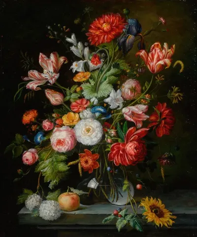 Still Life With Flowers In A Glass Vase 4