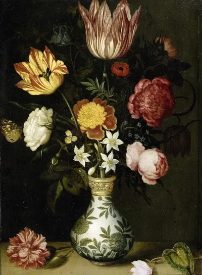 Still Life With Flowers In A Wan Li Vase