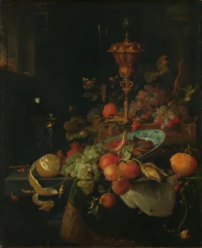 Still Life With Fruit And A Beaker On A Cocks Foot