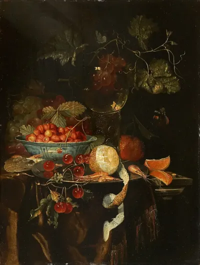 Still Life With Fruit And A Chinese Porcelain Bowl With Strawberries
