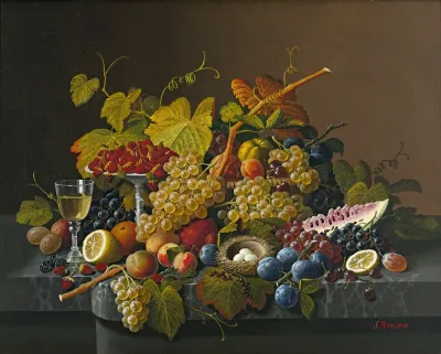 Still Life With Fruit And Birds Nest