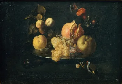 Still Life With Fruit And Goldfinch