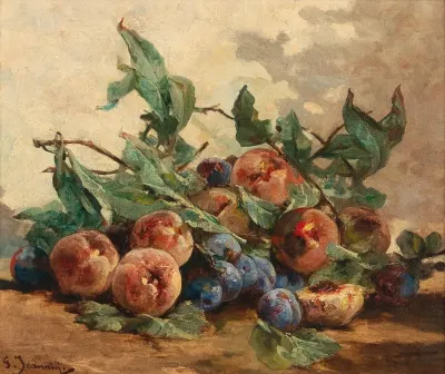 Still Life With Fruit With Plums And Peaches