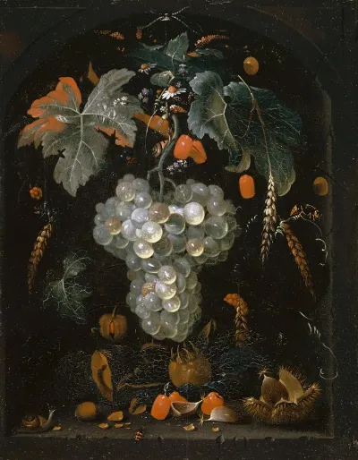 Still Life With Grapes And Fruits In A Niche