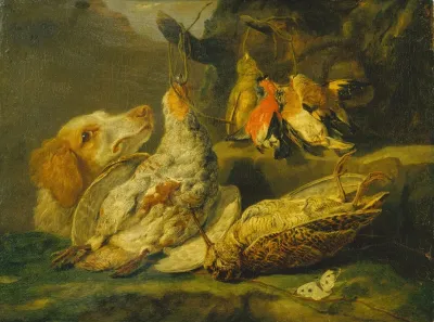 Still Life With Hunting Dog And Dead Fowl
