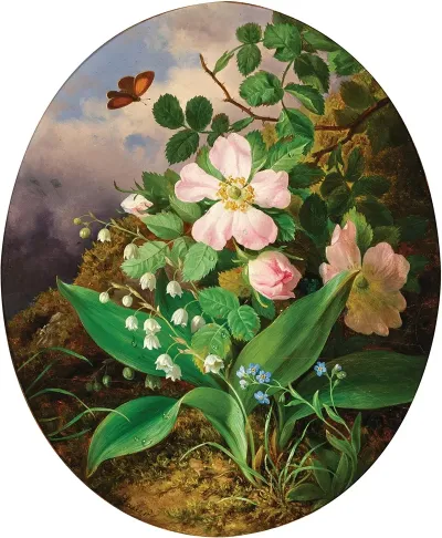 Still Life With Lily Of The Valley Pansies And Wildroses