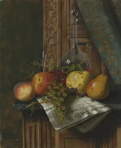 Still Life With Munich Newspaper Fruit And Decanter