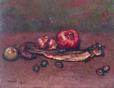 Still Life With Onions And Herring