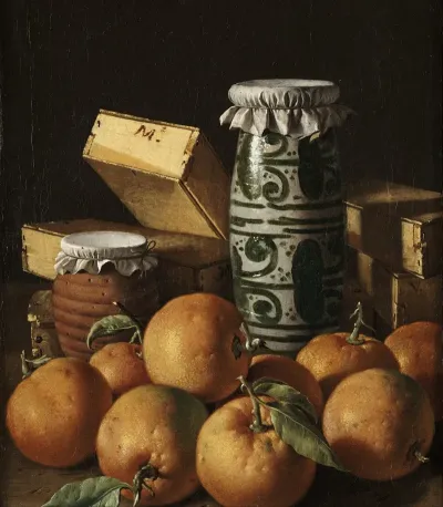 Still Life With Oranges Jars And Boxes Of Sweets