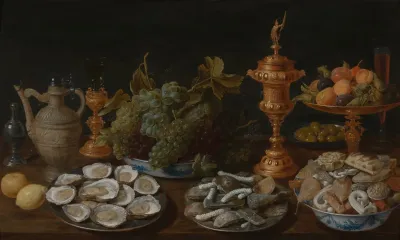 Still Life With Oysters Fruit And Pastry