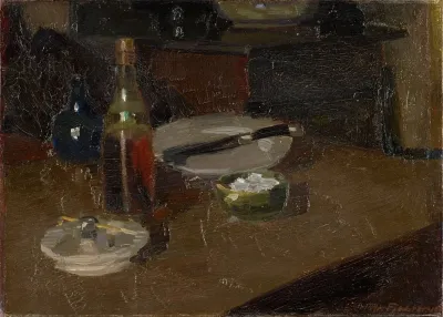 Still Life With Plate And Bottle