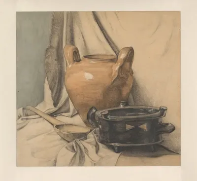 Still Life With Pottery And A Wooden Spoon
