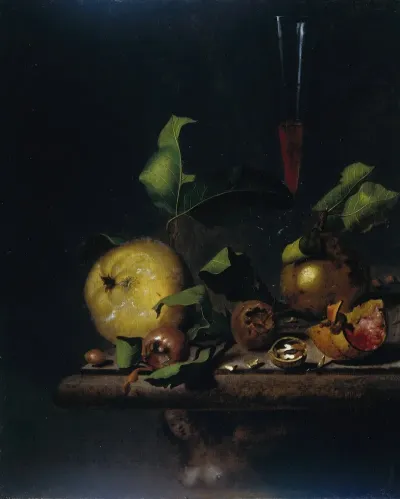 Still Life With Quinces Medlars And A Glass