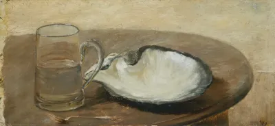 Still Life With Shell Water Glass And Spoon