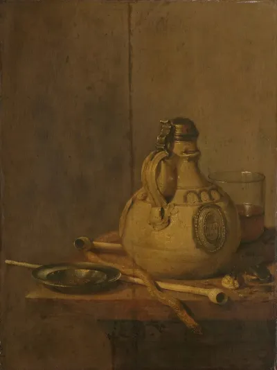 Still Life With Stoneware Jug And Pipes