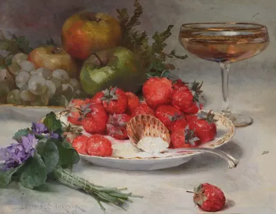 Still Life With Strawberries And Flowers