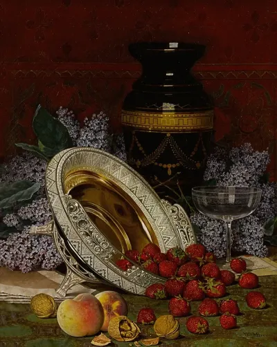 Still Life With Strawberries And Lilacs