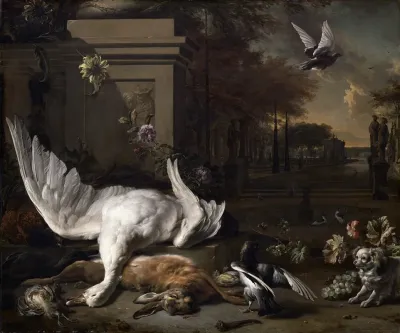 Still Life With Swan And Game Before A Country Estate