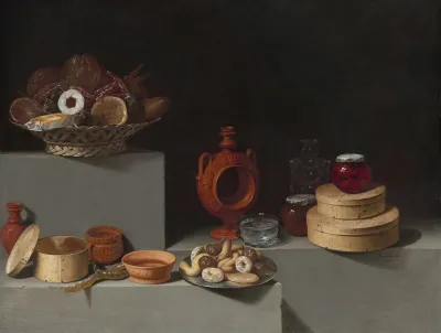 Still Life With Sweets And Pottery