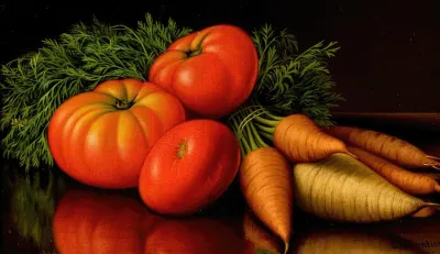 Still Life With Tomatoes And Carrots