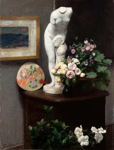 Still Life With Torso And Flowers