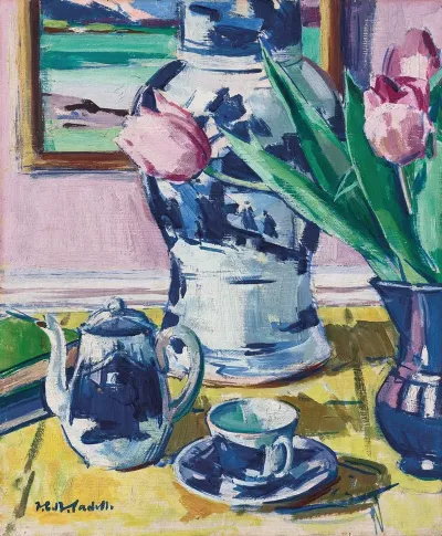 Still Life With Tulips And Iona