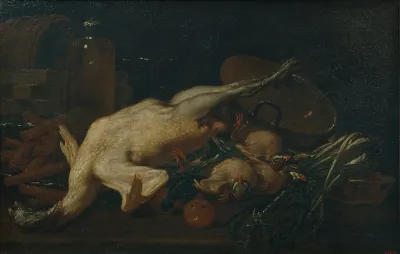 Still Life With Vegetables Turkey Other Fowl And Wafers