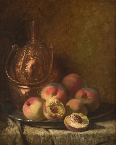 Still Life With Vessel And Peaches