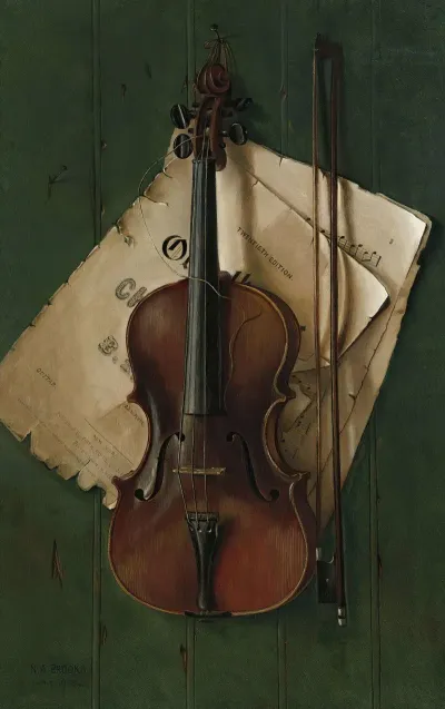 Still Life With Violin Bow And Sheet Music