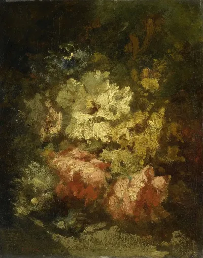 Still Life With White And Red Roses