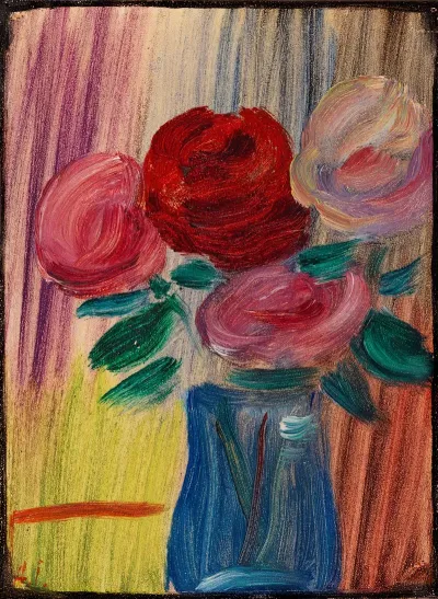 Stillleben Blumen In Blauer Vase 2