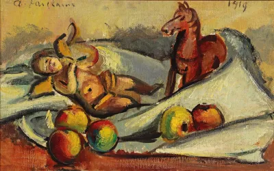 Stillleben Mit Apfeln Putto Und Pferdchen