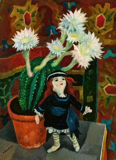 Stillleben Mit Bluhendem Kaktus Und Puppe Sill Life With Blooming Cactus And Doll