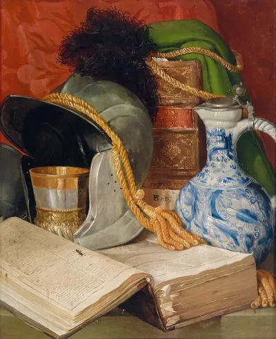 Stillleben Mit Folianten Und Helm