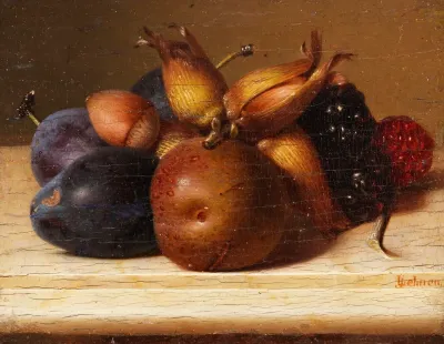 Stillleben Mit Fruchten Und Nussen