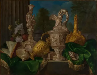 Stillleben Mit Gold Und Silbergefasen
