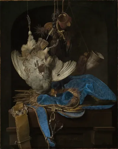 Stillleben Mit Jagdgeraten Und Totem Rebhuhn