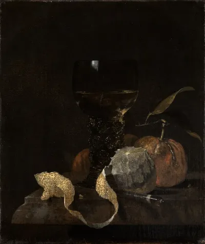 Stillleben Mit Romer Zitrone Und Orangen