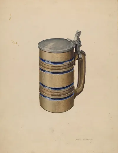 Stoneware And Pewter Beer Mug