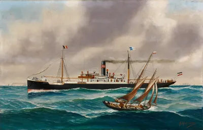 Stoomschip Met Hulpzeilen Spes