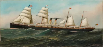 Stoomschip Met Hulpzeilvermogen Westernland Van De Red Star Line