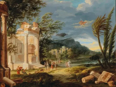 Stormy Landscape With Figures And Hermes