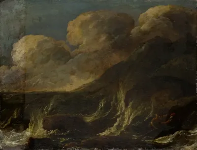 Stormy Sea With Fishermen