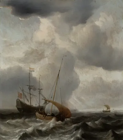 Stormy Sea With Ships