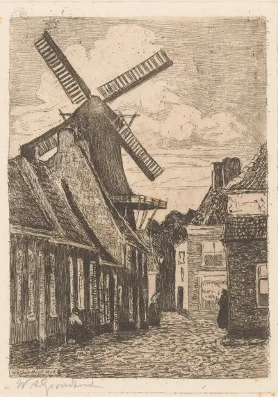 Straatgezicht Met Molen