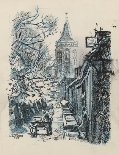 Straatje Met Gezicht Op De St Nicolaaskerk Te Monnickendam