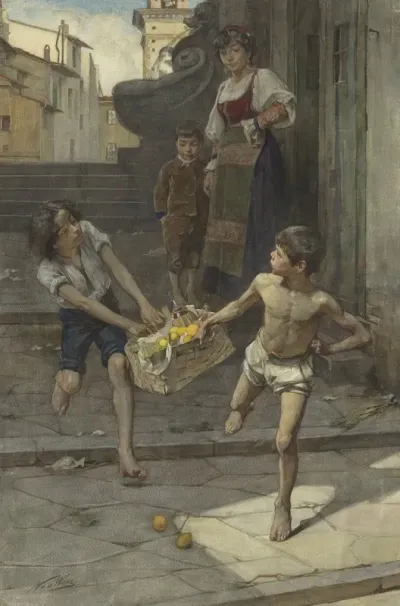 Straatscene In Een Italiaanse Stad