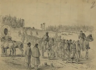 Stragglers On The March To Headquarters Under Guard